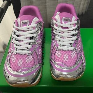 Bottega Veneta Pink and Silver Women's Mesh Runner
